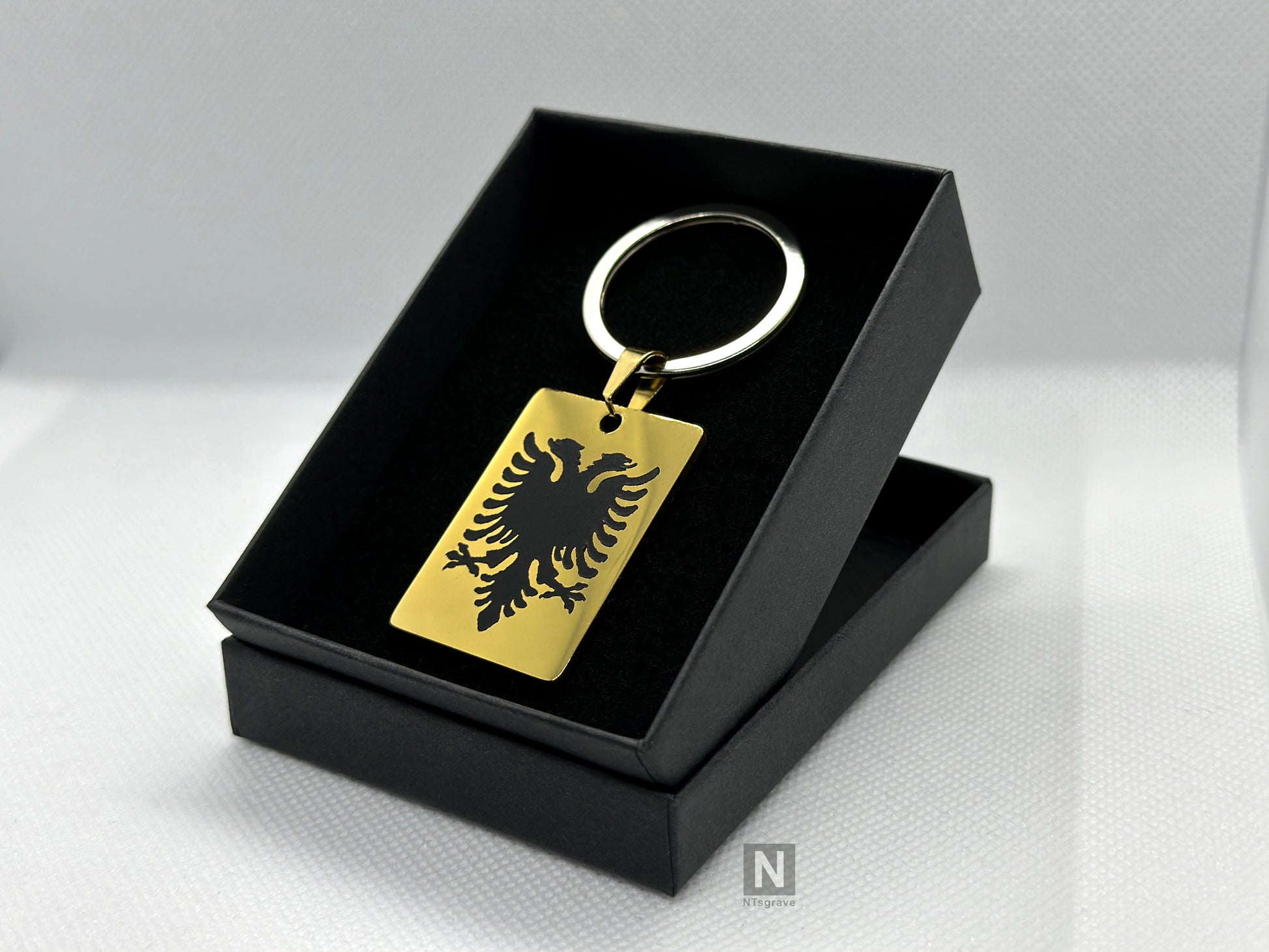 Albanischer Albania Adler Schlüsselanhänger in |Gold | Optik