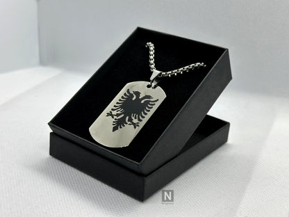 Albanischer Albania Adler Kette in | Silber, Schwarz | Optik